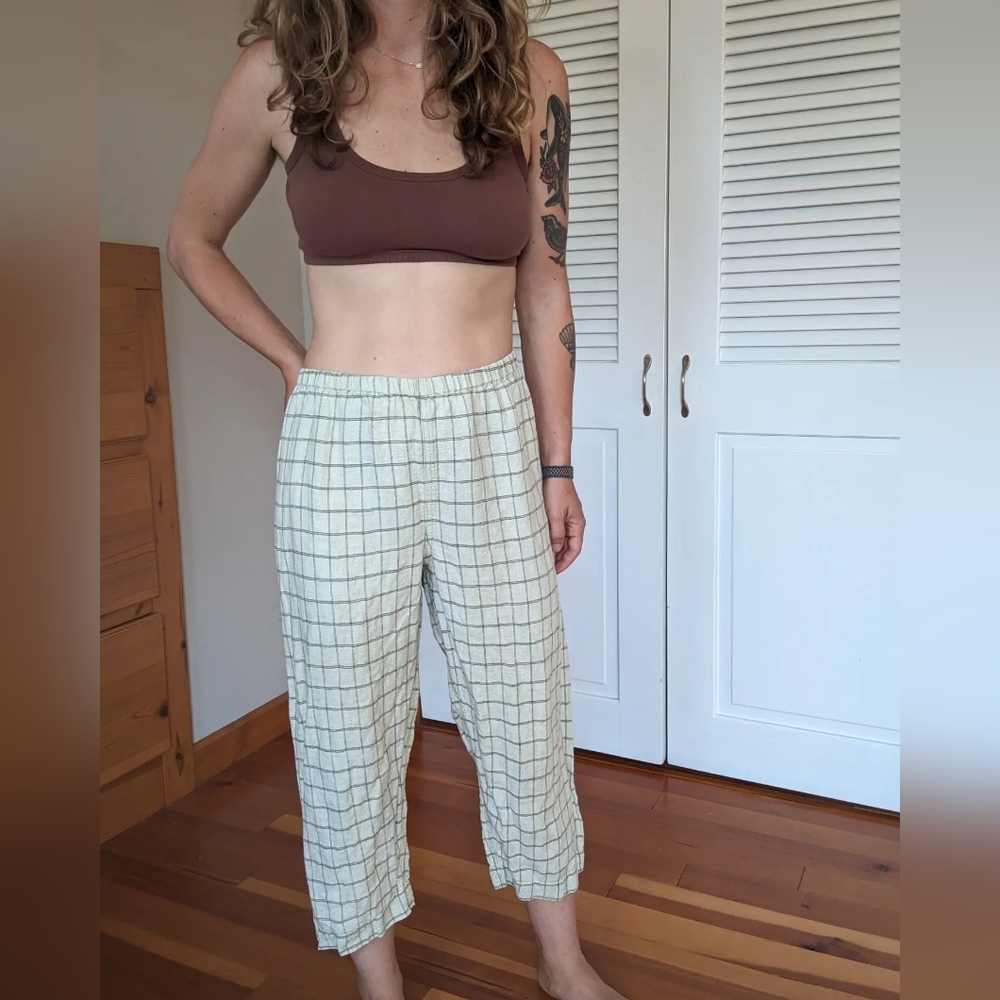 Mint Checkered Linen Pants
